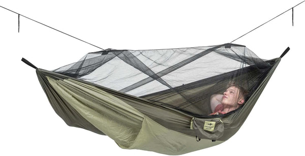 AMAZONAS - Ultra-Light Hängematte Moskito-Traveller Thermo XXL | Ultraleichte Hängematte mit Moskitonetz. Hängematte inkl. Fach für eine Isomatte | Belastbar bis 200 kg; Maße 3,05m x 1,60m