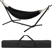 Laneetal Hängematte mit Gestell,Hängematte Indoor & Outdoor, Doppel für 2 Personen, 250 kg belastbar,mit Tragtasche, für Indoor Schwimmbad Terrasse Hof Garten Balkon (Schwarzkohle, 280 * 106 * 100cm)