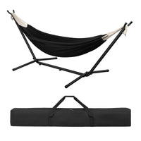 Laneetal Hängematte mit Gestell,Hängematte Indoor & Outdoor, Doppel für 2 Personen, 250 kg belastbar,mit Tragtasche, für Indoor Schwimmbad Terrasse Hof Garten Balkon (Schwarzkohle, 280 * 106 * 100cm)