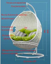 Fröhlicher Rattan-Hängesessel aus Rattan, Schaukel, Hängematte, Eierstühle, Aluminiumrahmen mit wasserabweisenden Kissen, Schaukelstuhl für den Innenbereich, Holzfarbe (Farbe: Dunkelbraun)