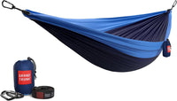 Grand Trunk Double Deluxe Hammock w/Straps Hängematte, Farbe:navy/light blue