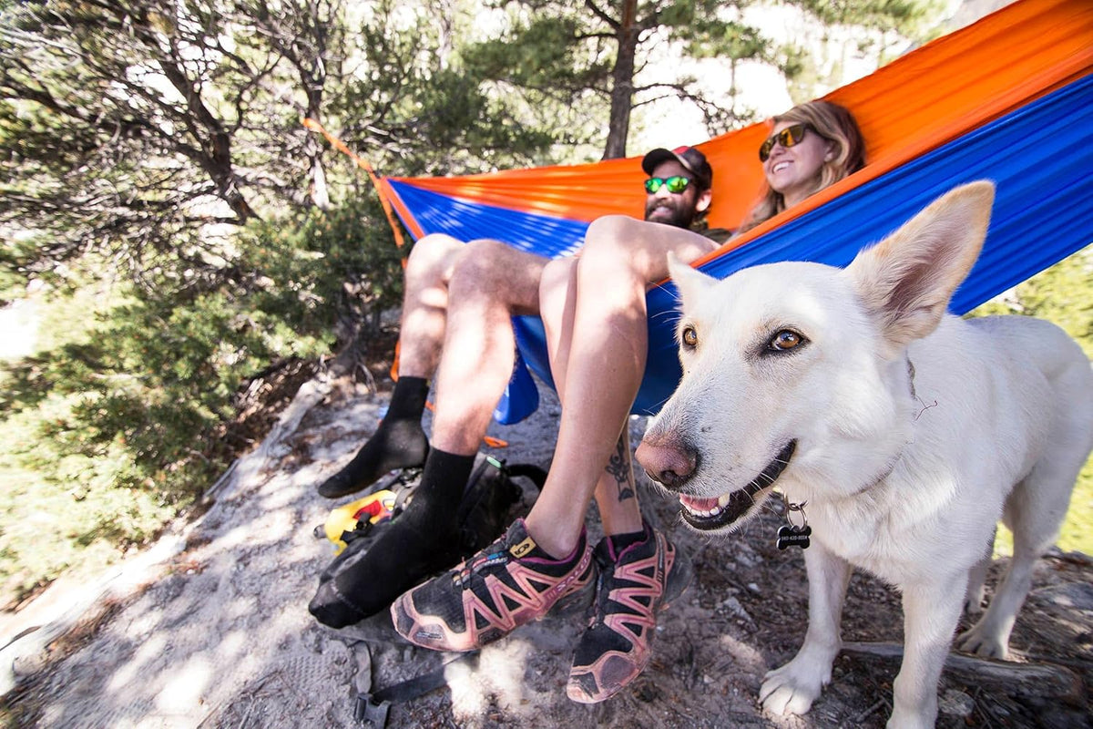 Grand Trunk Double Deluxe Hammock w/Straps Hängematte, Farbe:navy/light blue