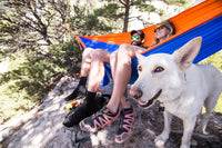 Grand Trunk Double Deluxe Hammock w/Straps Hängematte, Farbe:navy/light blue