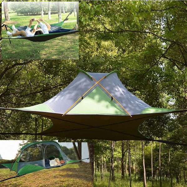 Ensemble de hamac de Camping, hamac Portable avec Sangle d'arbre et kit de Suspension, Tente hamac de Survie, Facile à Installer, adapté aux randonnées en extérieur et en intérieur